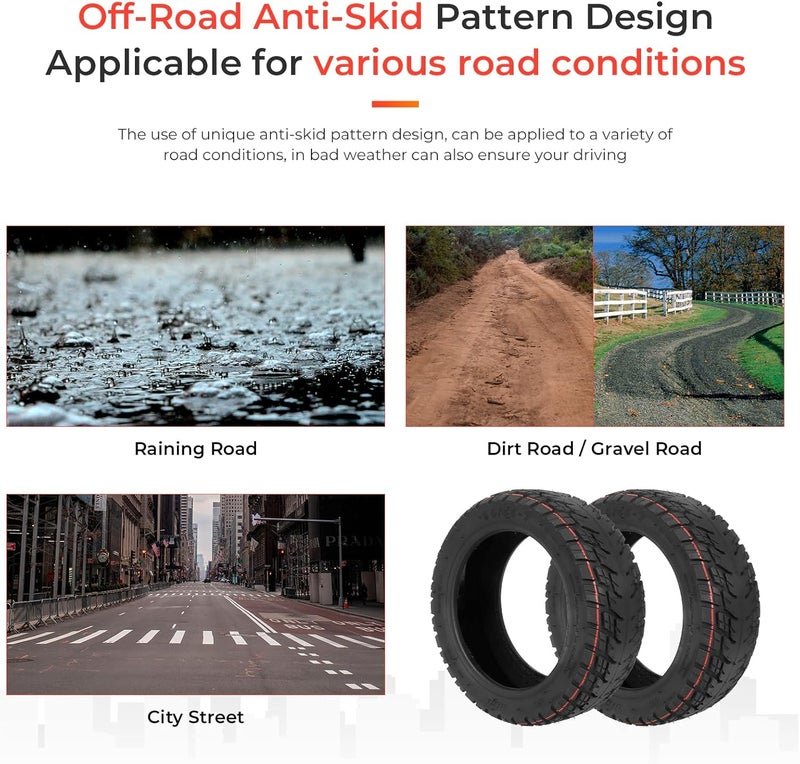 LUCK4U 90/55-7 Tubeless Tire with Valve with Built-in Live Glue Repairable for Segway Ninebot GT Scooter 10 inch Scooter Self Repairing off-road Tire 2PCS - Image 3